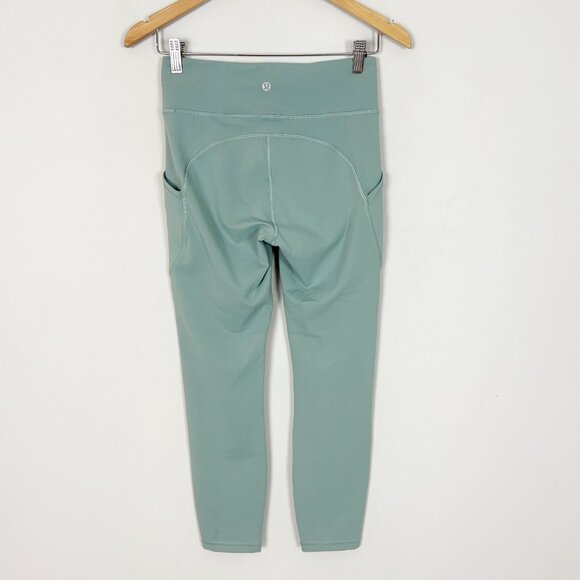 Lululemon Invigorate High Rise Crop Leggings Misty Glade Size 6 Women's - Picture 4 of 6